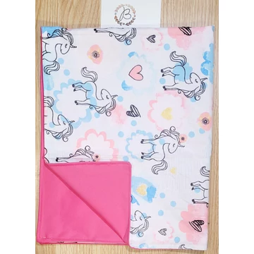 Mosható pelenkázó alátét- vízhatlan- 58 cm x75 cm- pónis-pink pul hátuljú