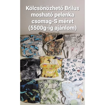 BRILUS csónakos mosható pelenka csomag- S méret- újszülött méret-3500 g-tól 5500 g-ig ajánlom- 4 hétre vonatkozik a kölcsönzési idő 