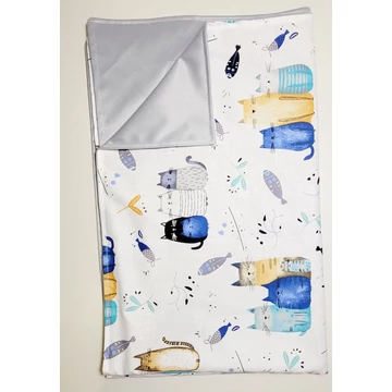 Mosható pelenkázó alátét- vízhatlan- 49 cm xb80 cm- cicás -szürke pul hátuljú