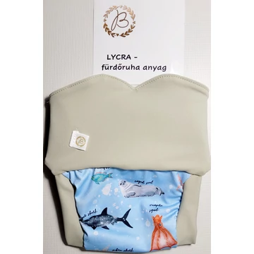 BRILUS csónakos mosható pelenka - tengeri állatos lycra + egyszínű bézs lycra, M méret- rendelés leadás végén megjegyzésbe írd, hogy kivehető vagy belevarrt csónakos legyen. 