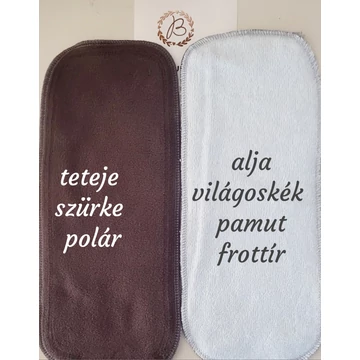 BRILUS mosható kiegészítő pelenkabetét - szürke polár + világoskék frottír 6 darabos csomag- polár+ frottír  Xm, L, Xl méretű pelenkába 