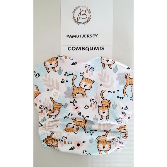 BRILUS  csónakos mosható pelenka -combgumis- cicás pamutjersey-M- (megjegyzésbe írd, hogy kivehető vagy belevarrt csónakos legyen)