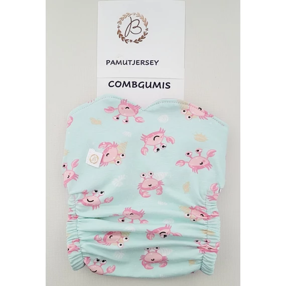 BRILUS  csónakos mosható pelenka -combgumis-rózsaszín rákok pamutjersey-M- (megjegyzésbe írd, hogy kivehető vagy belevarrt csónakos legyen)
