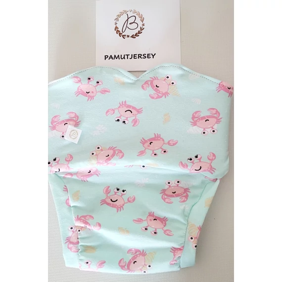 BRILUS  csónakos mosható pelenka -passzés-rózsaszín rákok pamutjersey-XM- (megjegyzésbe írd, hogy kivehető vagy belevarrt csónakos legyen)