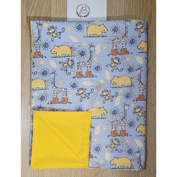 Mosható pelenkázó alátét- vízhatlan- 58 cm x75 cm- állatos-sárga pul hátuljú
