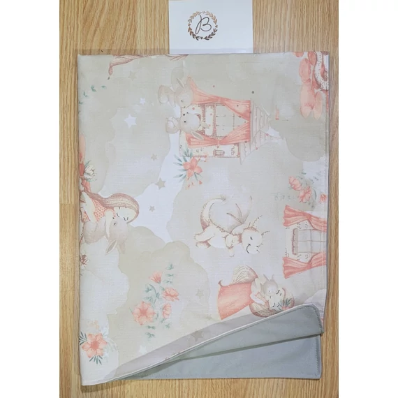 Mosható pelenkázó alátét- vízhatlan- 58 cm x75 cm- királylány-szürke pul hátuljú