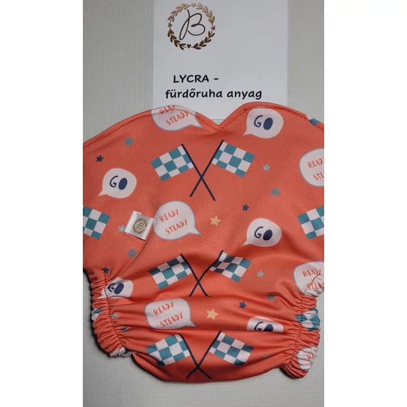 Brilus VÁLASZTHATÓ csónakos mosható pelenka- combgumis-téglapiros mintás lycra L (Megjegyzésbe írd hogy kivehető vagy belevarrt csónakos legyen!)