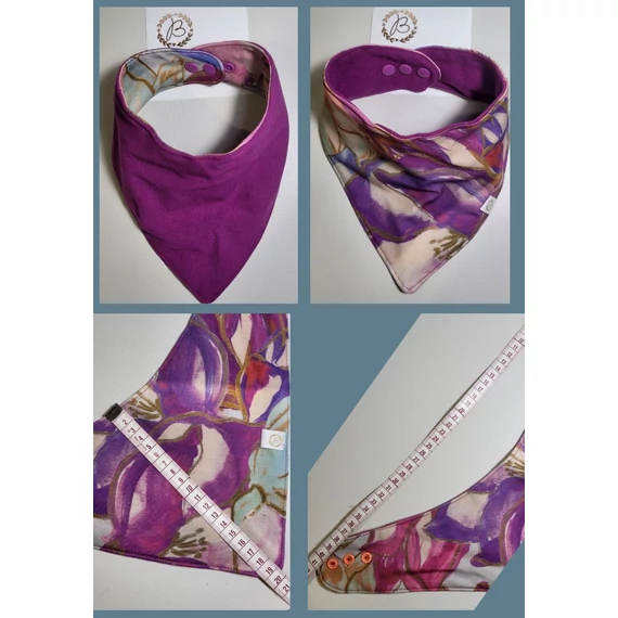 Baba előke/nyálkendő- vízhatlan- 2 oldalas: festett mintás +bordó egyszínű