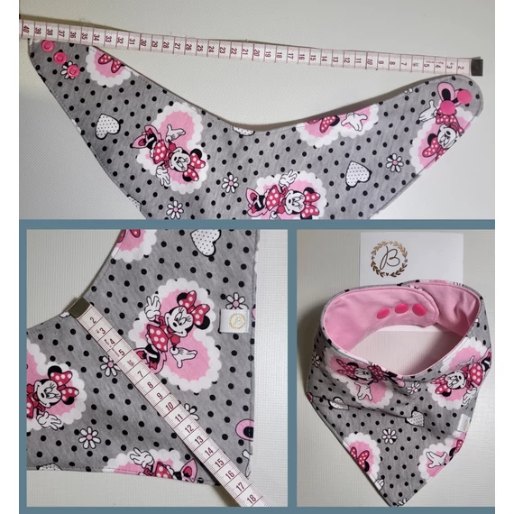 Baba előke/nyálkendő- vízhatlan- 2 oldalas: egérkés + rózsaszín egyszínű