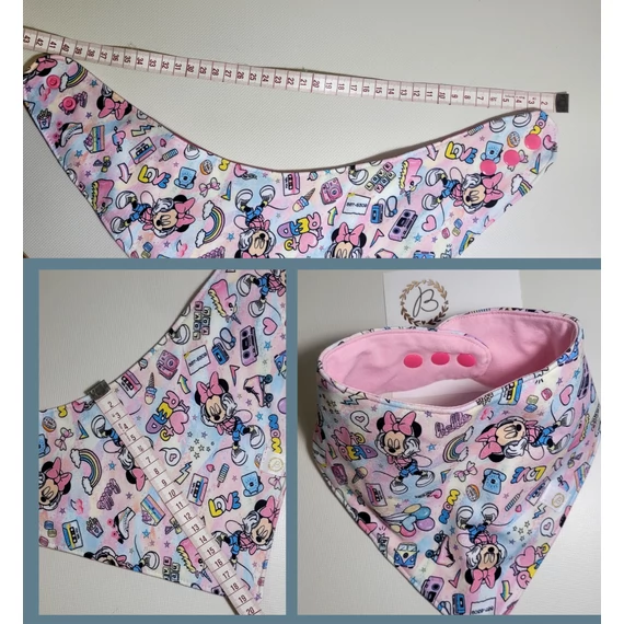 Baba előke/nyálkendő- vízhatlan- 2 oldalas: színes egérkés + pink egyszínű