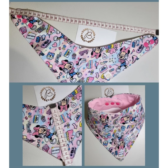 Baba előke/nyálkendő- vízhatlan- 2 oldalas: színes egérkés+rózsaszín egyszínű- kisebb 