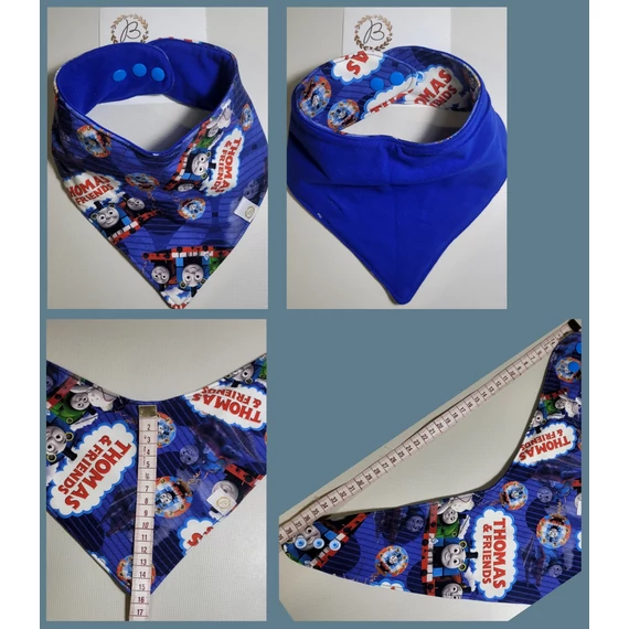 Baba előke/nyálkendő- vízhatlan- 2 oldalas: vonatos+ kék egyszínű